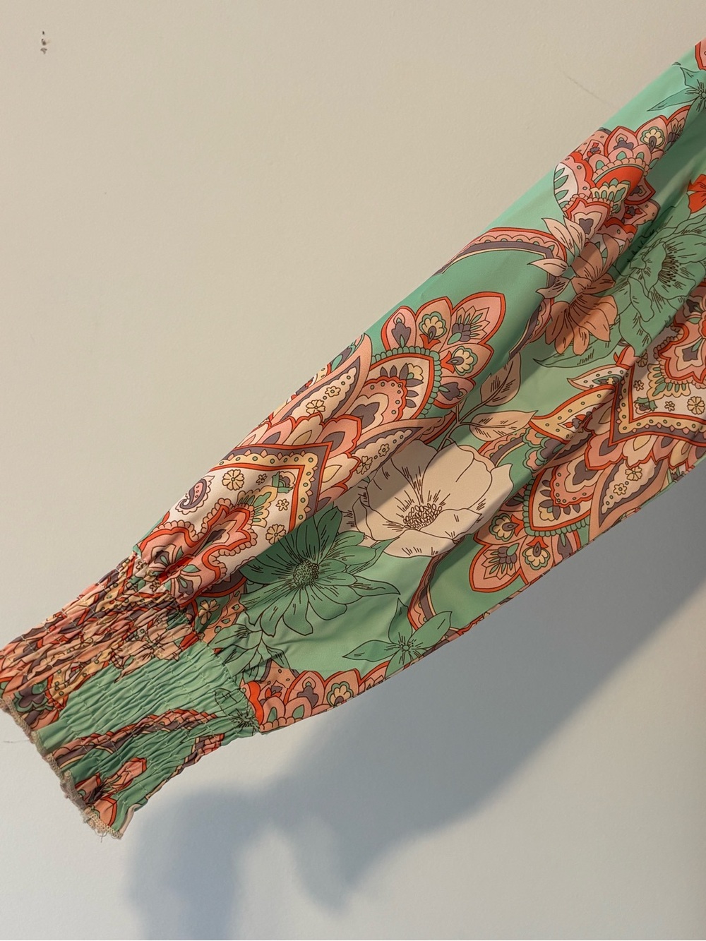 Summer Mint Green Paisley Floral Button-Up Babydoll Concert Dress - Picture 5 of 11